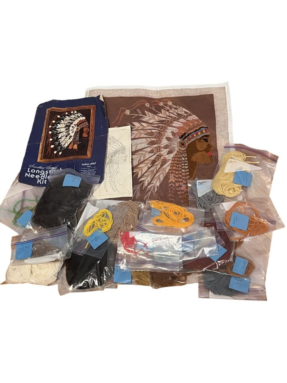 Vintage Something Special Longstitch Needlepoint Kit Indian Chief 30285 Opened